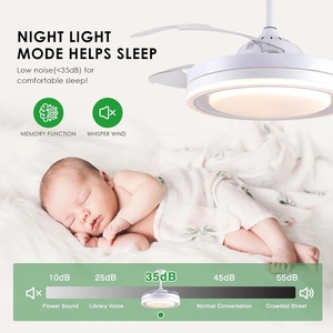 Ventilateurs de plafond au design moderne avec commande par application et télécommande, ventilateurs de plafond à montage encastré à profil bas avec éclairage - Product Image 4