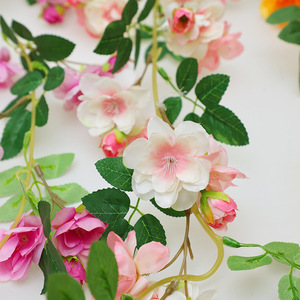 Artificial Cherry Blossom Vines With <b>Leaves</b> 44 Heads Silk Flower Indoor Wedding Decoration Garland - Product Image 4