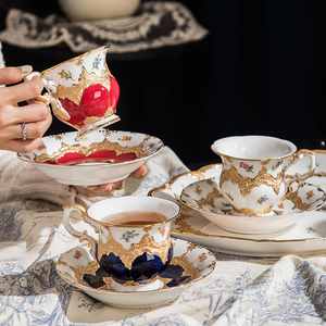 Wholesale Luxury Hand Painting Gilded Gold <b>Tea</b> <b>Cups</b> <b>Set</b> With Tray Aristocrat Use <b>Tea</b> <b>Cup</b> <b>Set</b> - Product Image 6