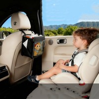 Organisateur universel pour siège de voiture en cuir PU de qualité supérieure, sac de rangement suspendu avec support pour tablette, poches pour gobelets/bouteilles et filet en maille pour sièges