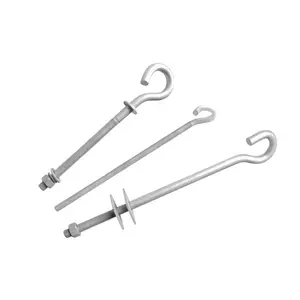 Factory Supplier Zinc Galvanized Electric Power Line Fittings Pigtail Bolt Pigtail Eye Bolts Pigtail Hook Bolt