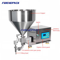 Machine de remplissage semi-automatique pneumatique à pompe à engrenages servo pour jus, boissons, crème, confiture, avec trémie de 30L pour liquides et pâtes