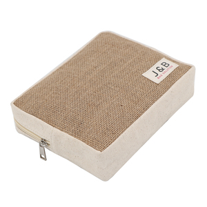 مصنع مخصص القنب الطبيعي الجوت حقيبة مستحضرات التجميل الترويجية الخيش الخيش المنظم زيبر حقيبة هدايا حقيبة مع تصميم الشعار - Product Image 3