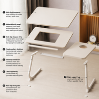 Table d'ordinateur portable pliable en bois réglable en hauteur, bureau portable pour lit, idéal pour le travail, les études, la maison ou le dortoir