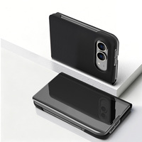 Étui de téléphone intelligent 360 Protector Mirror Flip avec support pour iPhone Duo 2026 18, support pliable, coque en cuir mat
