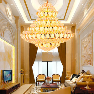 Gran oferta, hotel moderno, sala de estar, vestíbulo, escalera LED, oro de lujo, led K9, flor de loto de cristal, candelabro grande - Product Image 4