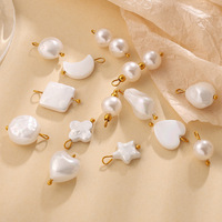 Pendentifs vintage irréguliers en fausses perles, accessoires de bijoux DIY en acier inoxydable, breloques lune, cœur, perles rondes pour cadeau
