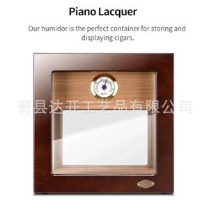 Humidor Cuadrado de Madera para Cigarros, Caja de Almacenamiento de Escritorio a Prueba de Humedad, Hecha de Madera de Cedro Sólido - Product Image 1