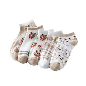 Women's Breathable Low Cut Cotton Socks Cartoon Bear Design Summer Thin Casual Socks - Product Image 5