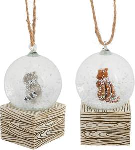 Mini Brown Resin Squirrel Raccoon <strong>Snow</strong> <strong>Globe</strong> Polyresin Hanging Christmas Ornament - Product Image 5