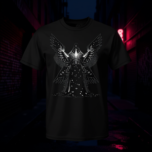 T-shirt Unholy Seraphim Angel Gothic Streetwear, maglietta grafica da uomo nera - Product Image 3