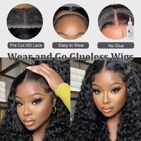 Rambut Manusia Vietnam Mentah Langsung dari Pabrik Grosir, Wig HD Lace Front 13x4 Tanpa Lem Model Water Wave, Wig Full Lace untuk Wanita