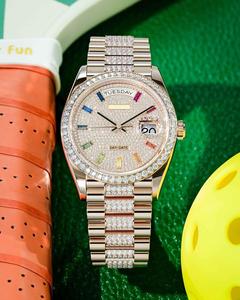 Reloj Majestic de Acero Inoxidable con Esfera Analógica y Piedras de Moissanita Brillantes, Diseñado para una Elegancia y Precisión de Lujo - Product Image 4