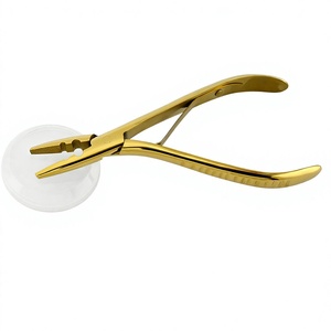 Gold Hair Extension Tools Curved <b>Crimping</b> Pliers Beads Opener Pliers Hair Extension Pliers Micro Bead <b>Crimping</b> tools 7in - Product Image 1