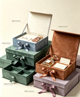 Boîte cadeau rigide simple et écologique, recyclable et réutilisable, avec rangement multi-compartiments intégré pour bijoux et coffret de parfums