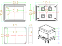 Boîtier électronique mural DIY, boîte électronique en aluminium, boîtier d'amplificateur en aluminium, boîtier de jonction en aluminium 126*96*20mm