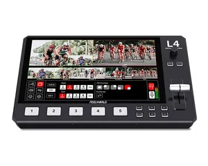 FEELWORLD L4 Switcher De Vídeo Multi-câmera Mixer 10.1 polegada Tela Sensível Ao Toque USB3.0 Transmissão Rápida Equipamentos De Transmissão Ao Vivo