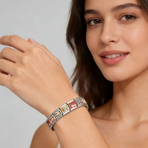 Le dernier bracelet à breloques italien DIY Family & Love, en acier inoxydable émaillé de 9 mm, pour femme, cadeau pour maman, papa, <span class=keywords><strong>grand</strong></span>-mère - Product Image 2
