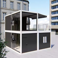 Mini maison chalet en conteneur de luxe personnalisée de 16 pieds Maison moderne mobile préfabriquée en acier léger Petite maison villa en paquet plat