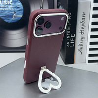 Coque de téléphone en cuir PU pliable couleur unie avec béquille cœur et découpe caméra en strass de luxe pour iPhone 18 17 Pro Max