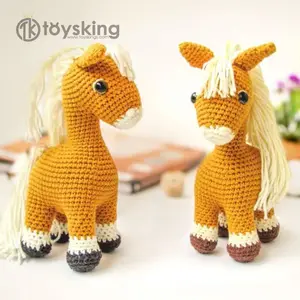 अनुकूलन कृतियों हस्तनिर्मित घोड़ों और Pones Amigurumi अपने निजी लेबल के साथ नरम कपास भरवां पशु खिलौने