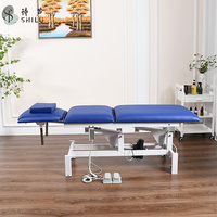 Table de chiropratique multifonctionnelle traditionnelle en acier inoxydable, lit de massage de physiothérapie avec commande manuelle et éponge haute densité