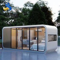 Cabane de luxe préfabriquée Apple, écologique, durable, imperméable, structure en acier pour villa, maison, appartement, fabriquée en panneaux sandwich.