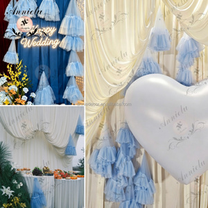 ANNIELU Voilage de plafond en tulle rose romantique effet nuage, décoration de mariage, <span class=keywords><strong>tissu</strong></span> en tulle moelleux à volants pour toile de fond et scène événementielle - Product Image 5
