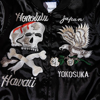 Blousons bombardiers personnalisés pour hommes rétro vintage crâne brodé de fleurs col montant streetwear japonais vêtements d'extérieur Hip Hop de couleur noire