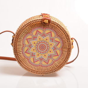 Bolso de Paja de Ratán Redondo Natural Hecho <span class=keywords><strong>a</strong></span> Mano en <span class=keywords><strong>Bali</strong></span>, Vietnam, para Mujer, Venta al por Mayor 2024 - Product Image 3