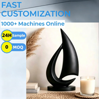 Décoration d'intérieur abstraite en forme de voilier, statue nautique minimaliste, figurine de voilier noir et blanc pour la présentation sur table, décoration de salon