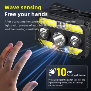 Rechargeable LED Headlamp with Digital Display Motion <b>Sensor</b> 8 Modes Super Bright COB Headlight for Camping Fishing Running Outd - Product Image 6