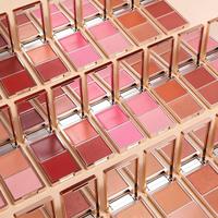 Palette de fard à joues crème rose en promotion, fini mat et éclatant longue tenue 2-en-1, poudre de luxe dorée pour les joues, logo personnalisé