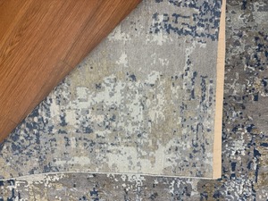 Tapis d'intérieur en laine et soie noué à la main en Inde, abstrait, luxueux, fait à la main, lavable, à poils longs, bleu, pour salon, chambre à coucher, utilisation en voiture - Product Image 6