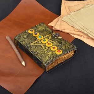 วารสารหนังลายท้องฟ้าดาว7เล่มทำด้วยมือลายนูนสไตล์วินเทจ - Product Image 5