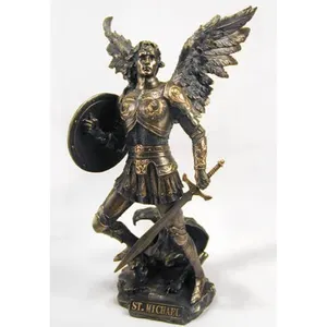 अनुकूलित कला दिसम्बर राल रेट्रो लड़ाई सेंट माइकल के साथ ड्रैगन कांस्य मूर्तिकला