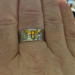 Anello in Argento H299 con Design a Insetto Placcato Oro 18K, Gioiello Unisex alla Moda, Idea Regalo - Product Image 4