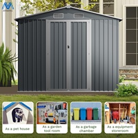 Abri métallique robuste 8x12 en acier ondulé thermolaqué à large ouverture et plafond haut pour fournitures de piscine - Fabricant