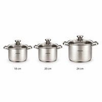 Marmite à soupe martelée en acier inoxydable 201, ensemble de six pièces avec couvercle en verre, compatible gaz et induction, sans revêtement