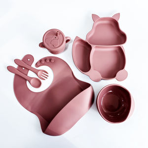 Vajilla Infantil con Plato de Succión, Platos de Silicona para Bebés, Set de Alimentación, Baberos, Cuchara, Tazón Dispensador, Kit para Niños de 0 a 12 <span class=keywords><strong>Meses</strong></span> - Product Image 2