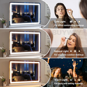 <span class=keywords><strong>Espejo</strong></span> de Maquillaje Profesional Holly Wood de 80x60cm, <span class=keywords><strong>Marco</strong></span> Metálico Grande, 324 Luces LED, <span class=keywords><strong>Espejo</strong></span> de Vanidad con 3 Colores de Luz Atenuables, Venta al Por Mayor OEM - Product Image 2