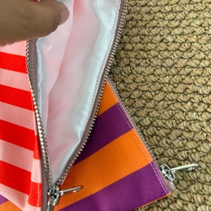 Pochette de <span class=keywords><strong>maquillage</strong></span> en toile rayée à la française, style parisien, minimaliste, avec fermeture éclair, pochette de voyage rayée vibrante et chic - Product Image 5