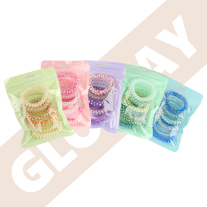 Couleur bonbon 5 pièces Transparent élastique en plastique <span class=keywords><strong>spirale</strong></span> cheveux cravates ensemble femmes queue de cheval sans pli bobine téléphone cordon cheveux <span class=keywords><strong>chouchou</strong></span> - Product Image 1