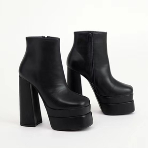 Nouvelles bottes pour femmes à talons hauts, toutes occasions, automne-hiver 2023, talon épais de 15 cm, plateforme imperméable, couleur nude - Product Image 5