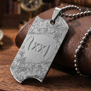 Pendentif Dog Tag Personnalisé Gravé pour <span class=keywords><strong>Homme</strong></span>, Plaqué Argent, Design Technologique Cyber Circuit, <span class=keywords><strong>en</strong></span> Métal pour Accessoires Gamer - Product Image 3