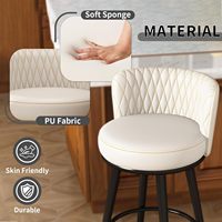 Ensemble de tabourets de bar modernes capitonnés et durables, dossier rembourré, repose-pieds, pieds en métal, utilisation en extérieur pour îlot de cuisine, salle à manger