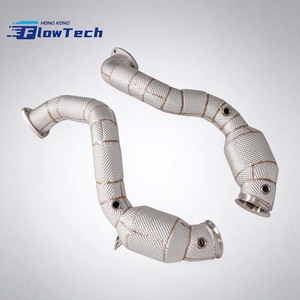Downpipe haute performance FlowTech T304 en acier inoxydable avec bouclier thermique pour Aston Martin DB11 Vantage 4.0T – Fixation directe par boulons - Product Image 1