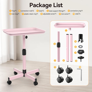 Chariot de salon rose réglable en hauteur, chariot de beauté roulant avec roulettes résistantes aux <span class=keywords><strong>cheveux</strong></span> - Product Image 4