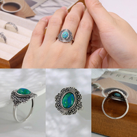 Nouveauté Bijoux Classiques Tendance Argent Sterling 925 Ensemble de Bagues avec Turquoise pour Hommes et Femmes Cadeau de Mariage et de Fête