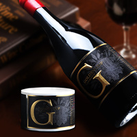 Étiquette de bouteille de vin personnalisée avec estampage à chaud en or, papier texturé gaufré, emballage de luxe pour vin de Bordeaux, autocollant